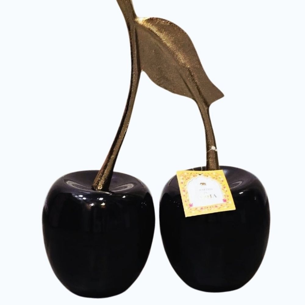 Crafted In India Decorative Cherry Sculpture- Black/Gold